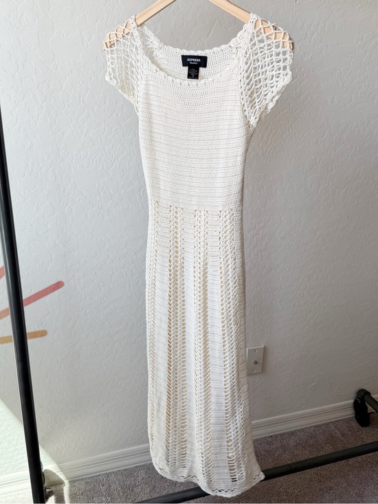Express Dresses & Skirts - Vtg 90’s Express Handknit Crochet Midi Boho Cottagecore Dress